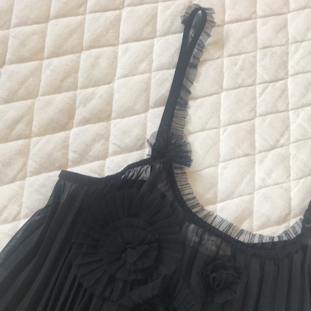 Flora Nikrooz Sheer Black Pleated Chemise